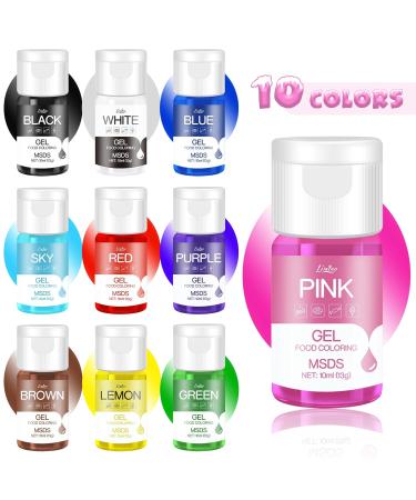 10-Pack Food Color Gel - Sugar-Free Concentrated Colors for Baking Cakes Cookies Macarons & DIY Projects - 10ml Each - Buy Online on SooperMarket.com