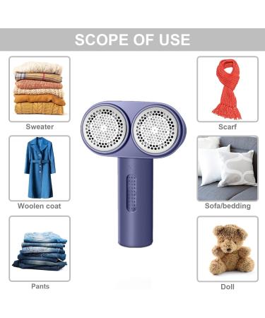 Portable Fabric Shaver & Lint Remover - Rechargeable Electric Clothes Shaver with 6 Blades - Dual-Speed Purple Fabric & Furniture Cleaner - Buy Online on SooperMarket.com