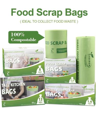 Codirom 100% Compostable Trash Bags 13 Gallon 65 Count - EN13432 Certified - Pack of 1 - Buy Online on SooperMarket.com