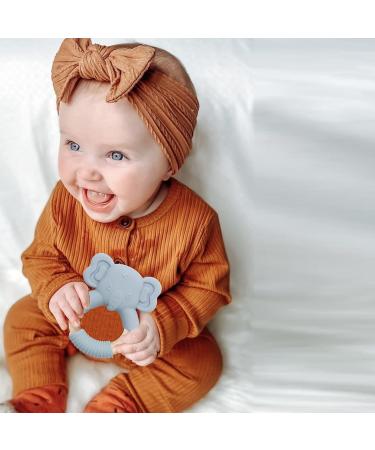 Elephant Baby Teething Toy - Natural Wooden Ring, Food-Grade Silicone, 12+ Months - Buy Online on SooperMarket.com