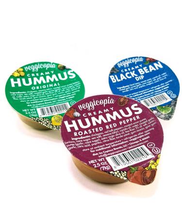 Veggicopia Creamy Dip & Hummus Variety Pack, High Protein Snack, Shelf-stable take anywhere, Michelin star chef crafted, All Natural, Gluten free, Non Dairy, Vegan, 2.5 oz dip cup singles (Pack of 12) Dips Variety Pack 2.5 Ounce (Pack of 12)