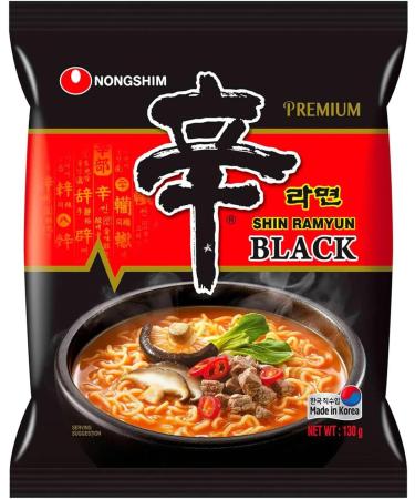 Nong Shim SHIN BLACK Ramyun Korean Premium Spicy Ramen Noodles 130g (Pack of 32) HALAL - Buy Online on SooperMarket.com