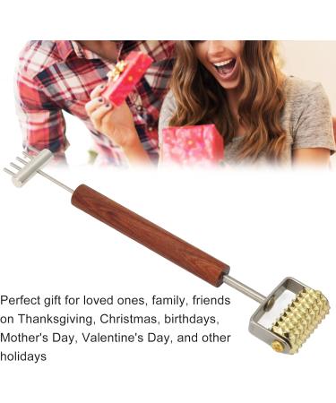 Double Head Face Massage Roller with Copper Wooden Handle | Promote Circulation & Skin Health | Acupoint Pressing Tool for Spa-Like Relaxation - Buy Online on SooperMarket.com