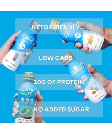 ICONIC Beverages Protein Drinks  Cafe Latte  Low Carb  High Protein  20G Protein + 180mg Caffeine  Grass Fed  Lactose Free  Gluten Free  Non-GMO  Kosher  Keto Friendly  11.5 Fl Oz (Pack of 12) - Buy Online on SooperMarket.com