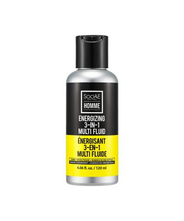 SooAE Homme Energizing 3-in-1 Multi Fluid - Men's All-in-One Moisturizer - Charcoal and Lemon Infused Triple Action Formula - Hydrates Refreshes and Nourishes