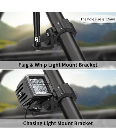 UTV Whip Mount 2pcs Antenna Mounts | Off-Road Flag Pole Bracket | Aluminium Alloy, 360 Rotating | Fits All SXS 1.75-2 Roll Cage | Black - Buy Online on SooperMarket.com