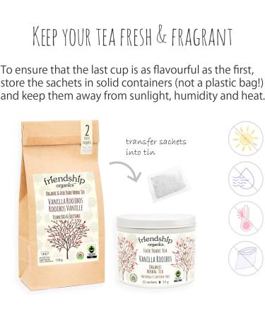 Friendship Organics Vanilla Rooibos Tea Bags Organic and Fair Trade Herbal 22 Count 22 Count (Pack of 1) - Buy Online on SooperMarket.com