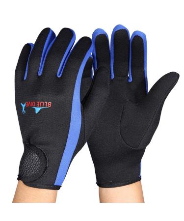 Diving Gloves, Neoprene Diving Gloves Water Sport Equipment Perfect for Sailing, Paddling(M-Black Blue)