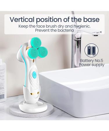 3D Facial Cleansing Brush Electric Face Scrubber with 3 Replacement Heads for Deep Cleaning|Gentle Exfoliate|Tighten Skin (Blue) - Buy Online on SooperMarket.com