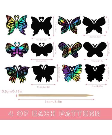 Lusofie 24 Pieces Butterfly Scratch Cards - Rainbow Spring Art Card Party Favors for DIY Crafts & Home Decoration - 6 Styles - Buy Online on SooperMarket.com