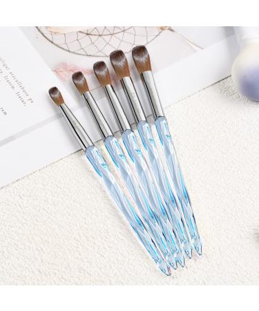 100% Pure Kolinsky Hair Size 8 Oval Acrylic Nail Brush Set - Professional Manicure Tool for DIY Home Salon - Crystal Blue - Buy Online on SooperMarket.com