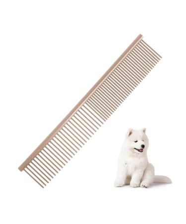 Beaface Dog Comb Stainless Steel Pet Comb Dog Grooming Comb Rounded Teeth Pet Combs for Small Medium and Large Dogs and Cats 19 x 3.5 cm (Gold)