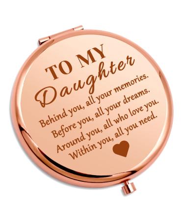 to My Daughter Gifts Inspirational Birthday Gift Travel Makeup Mirror Stepdaughter Gifts from Mom Dad Graduation Encouragement Gifts for Girls Compact Makeup Mirror Daughter in Law Wedding Gifts