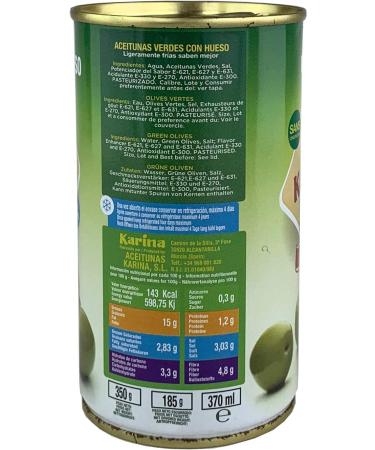 Buy Karina Green Manzanilla Olives with Stone - 6 Pack (6 x 185g) | International Shipping Available - Buy Online on SooperMarket.com