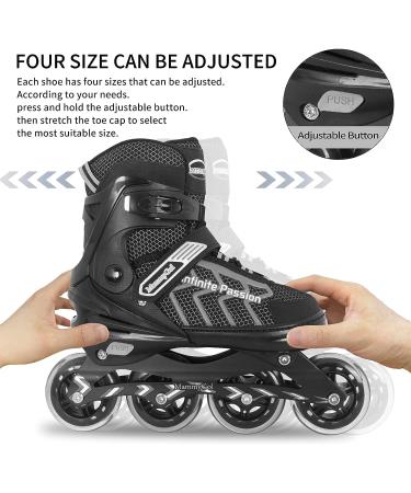 Adjustable Inline Hockey Skates - High Performance Blades for Men and Women - Black - Size Large (5-8US) - Buy Online on SooperMarket.com