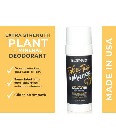 Rustic Maka Natural Deodorant - Takes Two To Mango (Mango + Lime) | Aluminum-Free Baking Soda-Free Paraben-Free Activated Charcoal | Continuous Odor Control - 3-Pack - Buy Online on SooperMarket.com