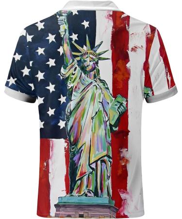 Men's 2023 Summer Polo Tops: 4th of July American Flag Zipper Up Polo Shirt - C-blue 3X-Large - Buy Online on SooperMarket.com
