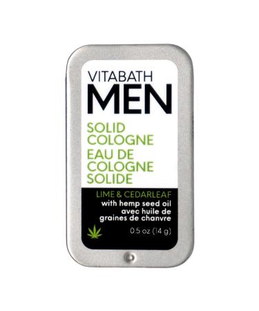 Vitabath Men's Lime & Cedarleaf Solid Cologne Refreshing Spicy Lime Juicy Mandarin & Earthy Cedar Leaf All Over Lasting Fragrance Natural Beeswax & Hemp - 0.5 oz Cedar Fresh Orange 0.5 Ounce (Pack of 1)