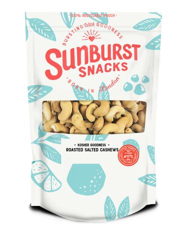 Sunburst Snacks Kosher Cashew Nuts Roasted and Salted Certified Kedassia Recyclable and Resealable Pouch 1kg KOSHER Cashews Salted