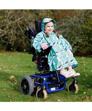 BundleBean Kids Wheelchair Poncho | Waterproof Rain Poncho for Ages 4-11 Years | Universal Fit with Peaked Hood | Seagulls Design - Buy Online on SooperMarket.com