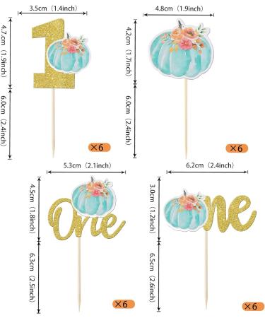 Rsstarxi 24 Pack Pumpkin One Cupcake Toppers Pumpkin 1st Birthday Cupcake Picks Decorations for Fall Theme Baby Shower Kids First Birthday Party Cake Decorations Supplies Blue Design 12 Blue - Buy Online on SooperMarket.com
