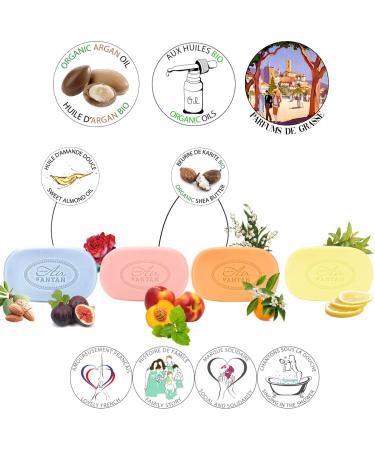 Un Air d'Antan Bar Soap Gift Set for Women - 4 Piece Fancy Soaps with Organic Shea Butter, Sweet Almond Oil, and Argan Oil - Perfect Small Gift For Her - Buy Online on SooperMarket.com