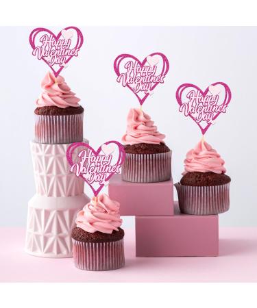 24pcs valentine's day cupcake toppers valentine's day cake decorations (Heart) - Buy Online on SooperMarket.com