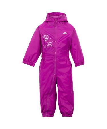 Trespass Kids' Waterproof Drip Drop Outdoor Rain Suit 5-6 Years Purple Orchid
