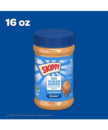 SKIPPY Peanut Butter Spread No Sugar Added Chunky 16oz (Pack of 12) - Buy Online on SooperMarket.com