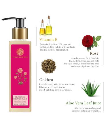 Forest Essentials Silkening Shower Wash - Indian Rose Absolute 200ml | Luxurious Natural Body Cleanser for Glowing Skin - Buy Online on SooperMarket.com