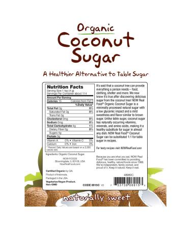 Now Foods Organic Coconut Sugar 16 oz - Real Food Sweetener - Buy Online on SooperMarket.com