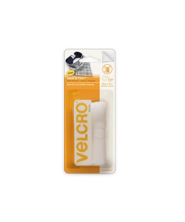 VELCRO Brand Sleek and Thin Stick On Tape for Fabrics | 24in x 3/4in White| Soft on Skin Ultra Light | Adhesive Back No Sewing Needed STICK ON White 24in x 3/4in