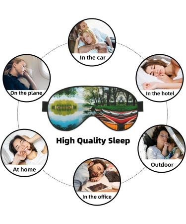 Lake with Boats Canoes Eye Mask | Soft Breathable Travel Sleep Patch for Relaxation - Buy Online on SooperMarket.com