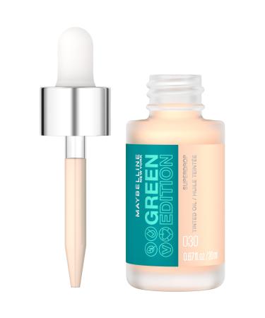Maybelline New York Green Edition Superdrop Tinted Oil Makeup, Adjustable, Natural Coverage, In 8 Shades, Formulated With Jojoba and Marula Oil, 0.67 Fl Oz 30