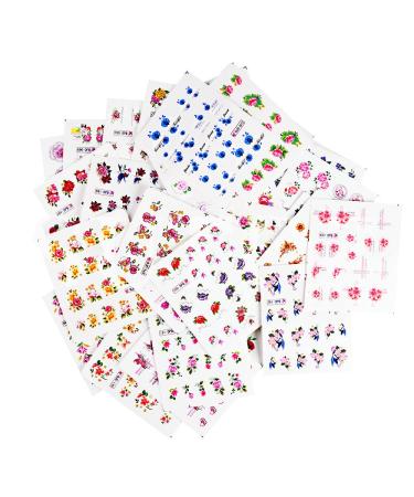 CHANGAR Flower Nail Art Stickers Decals - 55 Sheets Colorful Spring Floral Water Transfer Sticker for Manicure - Buy Online on SooperMarket.com