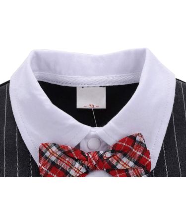 AmzBarley Baby Boys Gentlemans Outfit Suit | Long/Short Sleeve Dress Shirt Pants Vest Bowtie Tuxedo Rompers | Birthday Party Evening Wear | Black 103-b 3-6 Months - Buy Online on SooperMarket.com