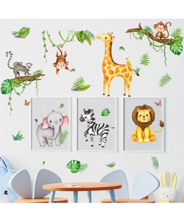 Olyee Jungle Animal Wall Stickers | Removable Nursery Decor for Kids Bedrooms | Farm Animals for Baby Toddler Room | Boy Girls Wall Decals - Buy Online on SooperMarket.com