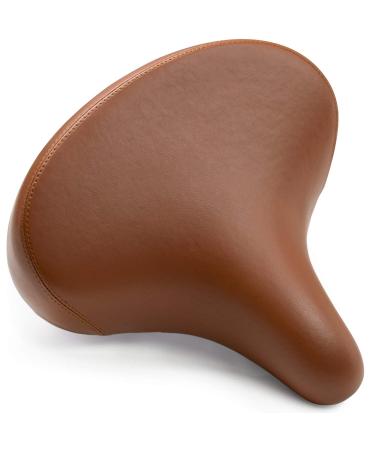 Bikeroo Comfortable Cruiser Bike Seat Extra Wide Bicycle Saddle with Suspension - Great Replacement Soft Bike Saddle for Women and Men Vintage Brown