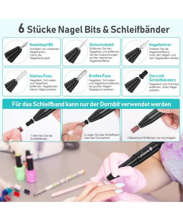 Weiyi Nail Miller Set - Professional Electric Nail File & Grinder for Manicure | Low Vibration 6 Drilling Sleeves 20000 RPM - Ideal Nail Care Device - Buy Online on SooperMarket.com