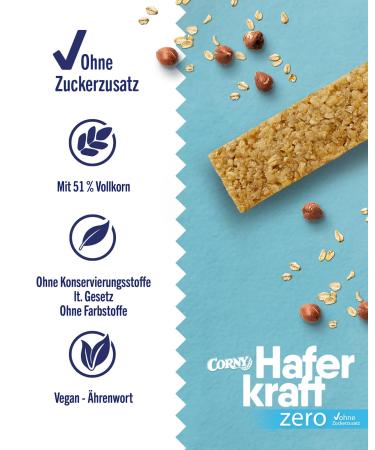 Oat Bar Corny Haferkraft Zero Hazelnut - No Added Sugar 125 kcal Vegan Bulk 48x35g - Healthy Snack for Shipping Worldwide - Buy Online on SooperMarket.com
