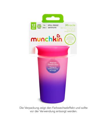 Munchkin Miracle 360 Drinking Cup for Babies & Toddlers - BPA-Free Color Changing Leak-Proof 266ml Pink - Dishwasher Safe 12 Months+ - Buy Online on SooperMarket.com