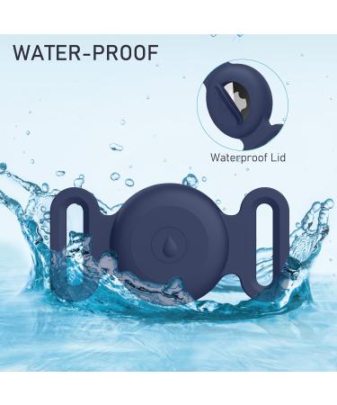 Vancle 2-Piece Silicone Airtag Case for Dog Collar - Waterproof Pet Loop Holder Black & Navy Blue - Buy Online on SooperMarket.com