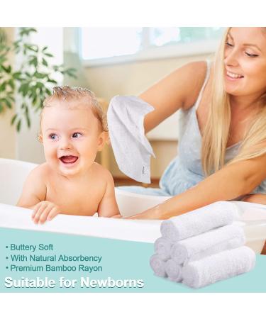 Qioo Baby Bamboo Washcloths 6 Pack - White | Soft & Gentle Baby Washcloths - Buy Online on SooperMarket.com
