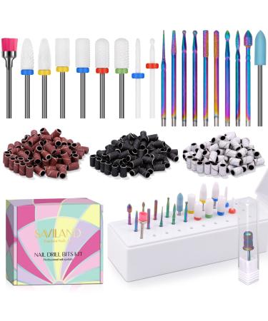 Saviland Nail Drill Bits - 320 PCS Drill Bits for Nails, Sanding Bands for Nail Drill, Nail Drill Bits for Acrylic Nails, Dip Powder Nail Kit, Gel Nail Polish, Nail Drill Bits for Nails Professional A-Nail Drill Bits Set
