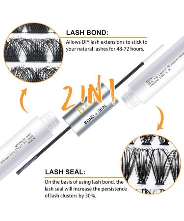 B&Q Eyelash Bond and Seal 10ML - Long Lasting Waterproof Lash Glue for Cluster Lashes - 48-72 Hours Hold - Includes Mascara Wand - Clear 10ML - Buy Online on SooperMarket.com