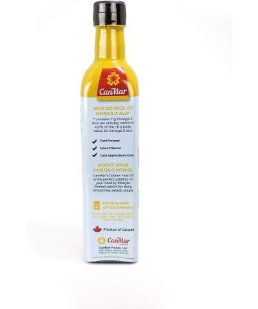 CanMar Premium Organic Golden Flax Oil - Cold Pressed, Micro Filtered, Omega-3 ALA - 16.9 oz Glass Bottle | Non-GMO, Vegan, Kosher - Shop Now! - Buy Online on SooperMarket.com
