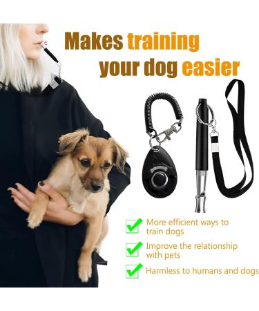 Professional Dog Whistle and Dog Clicker Set Supersonic Dog Training Whistle for Recall with Black Lanyard Adjustable Frequency Puppy Clickers for Training Stop Barking Pet Obedience(2 Pieces) - Buy Online on SooperMarket.com