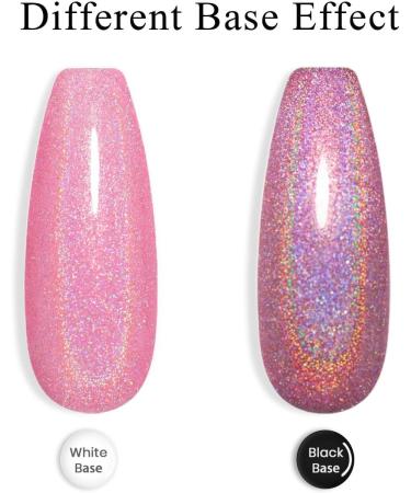 RARJSM Hot Pink Holographic Gel Nail Polish Laser Rainbow Glitter Reflective Iridescent Gel Polish Curing Required Unicorn Mirror Chrome Effect Soak off for Summer DIY Salon Home Manicure 7.5ML - Buy Online on SooperMarket.com