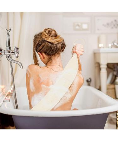 Exfoliating Loofah Back Scrubber for Bath | Long Shower Luffa Sponge with Soap Pocket | Natural Body Scratcher for Men & Women - Buy Online on SooperMarket.com