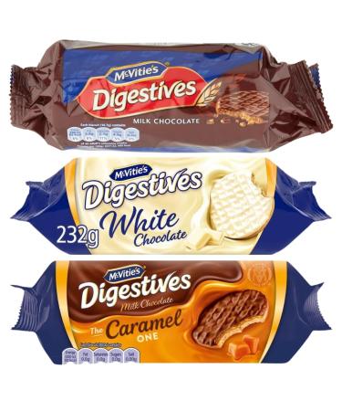 Digestive Biscuits Bundle With Milk Chocolate Digestive 266g White Chocolate Digestive Biscuits 232g and Caramel Digestive Biscuits 250g (3 Pack)